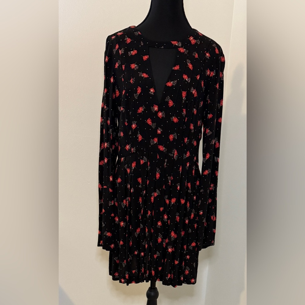 Free People Black and‎ Red Floral Dress